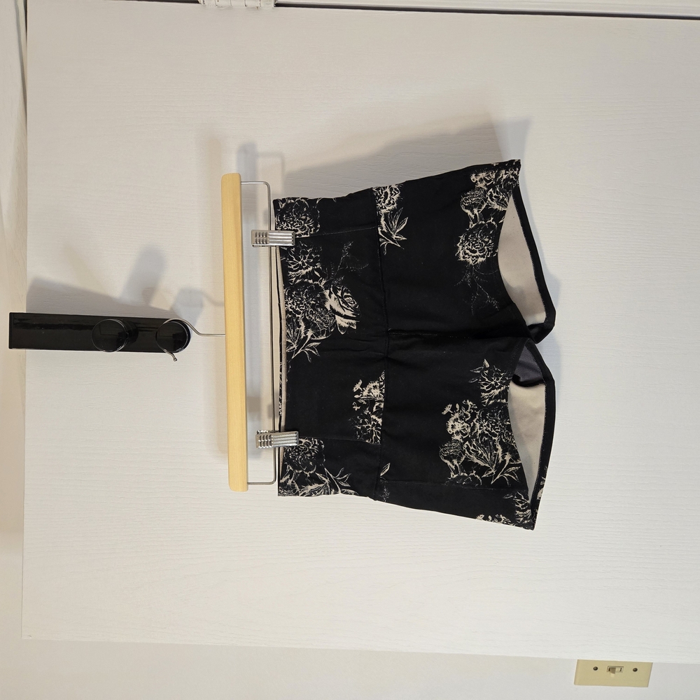 Black Floral Print Shorts